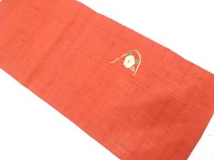 未使用品　作家物　手織紬　蓑虫に流水・椿模様　名古屋帯